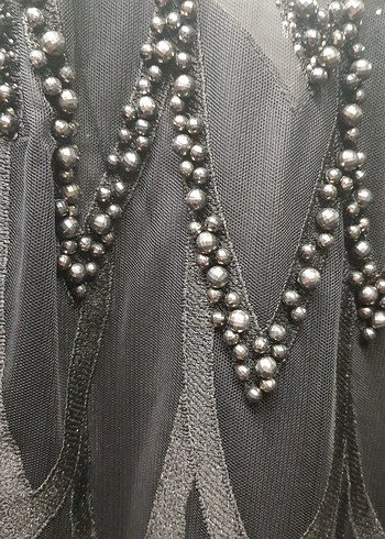 Siyah Dantel Detaylı V Yaka Midi Kokteyl Elbisesi - Görsel 5