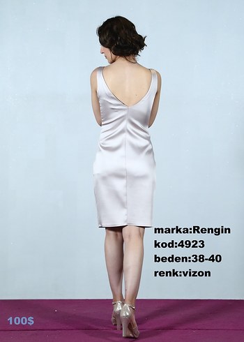 Rengin Vizon Nakışlı Midi Abiye Elbise - Görsel 2