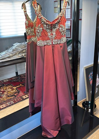 Bordo Straplez Abiye Elbise - Görsel 3