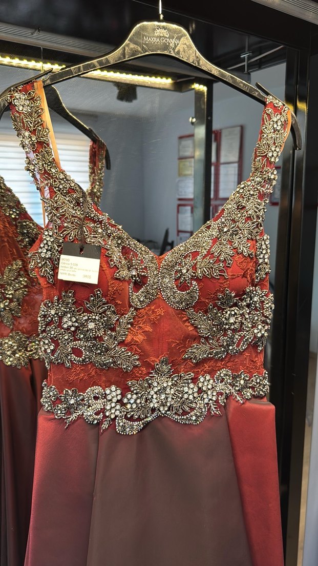 Bordo Straplez Abiye Elbise - Görsel 4