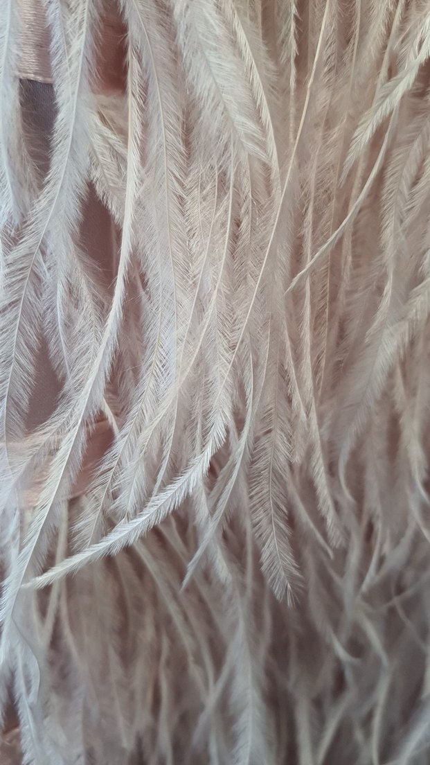 Pembe Mini Straplez Deve Tüyü Detaylı Elbise - Görsel 5