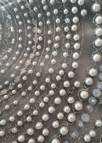 Boncuk İşlemeli Gri Mini Abiye Elbise - Görsel 7