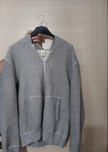 H&M Gri Fermuarlı Erkek KAPÜŞONLU HIRKA H&M M BEDEN