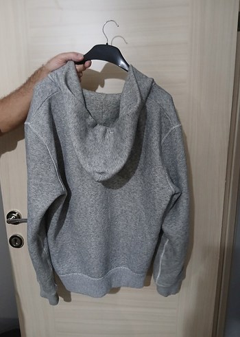 m Beden Gri Fermuarlı Erkek KAPÜŞONLU HIRKA H&M M BEDEN