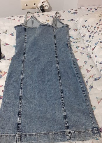 Kadın Kot Elbise, Askılı, Fermuarlı - Görsel 2