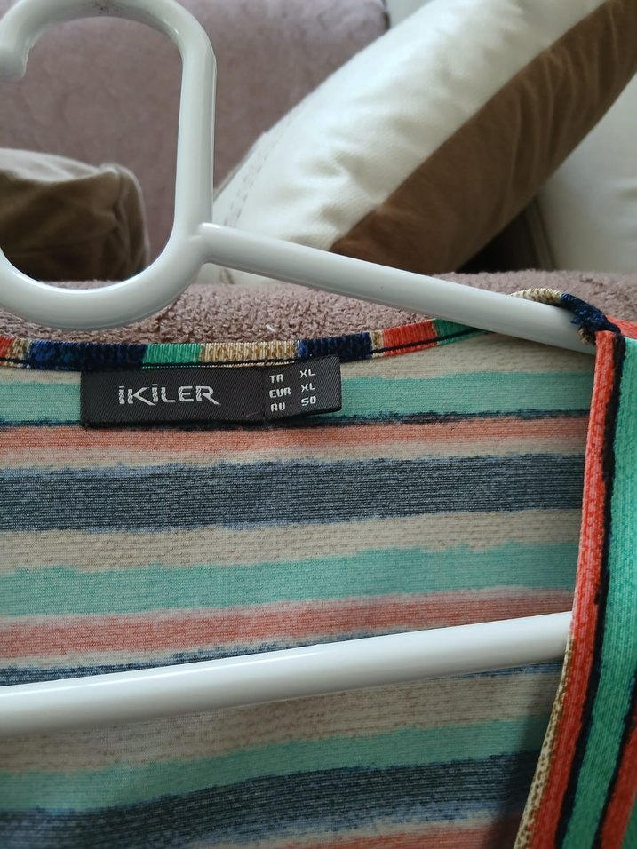 KADIN İKİLER MARKA V Yaka Renkli Elbise - Görsel 3