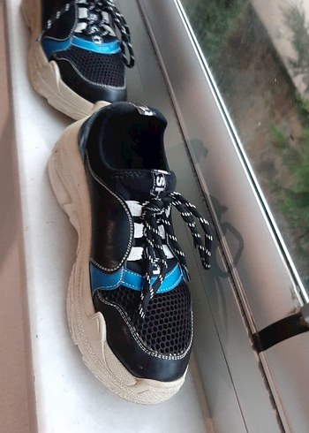 siyah  Bağcıklı Kadın Spor Ayakkabı - Görsel 3