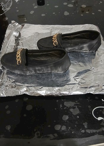 Zincir Detaylı Siyah Kadın Günlük Babet - Görsel 4