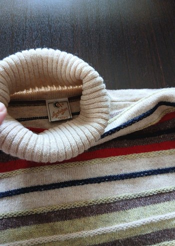 Çok Renkli Boğazlı Örgü Kadın Kazak - Görsel 3