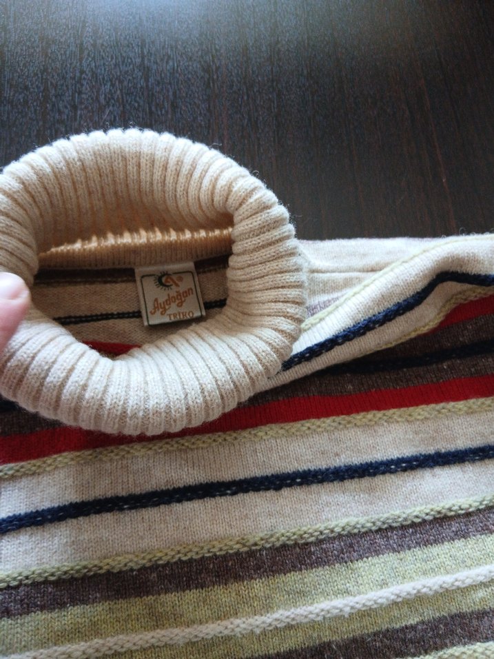 Çok Renkli Boğazlı Örgü Kadın Kazak - Görsel 3