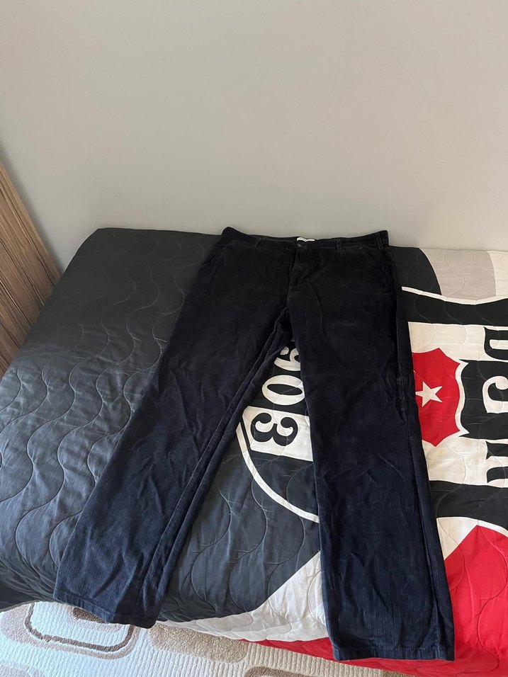 Siyah Erkek kadife  Pantolon - Görsel 3