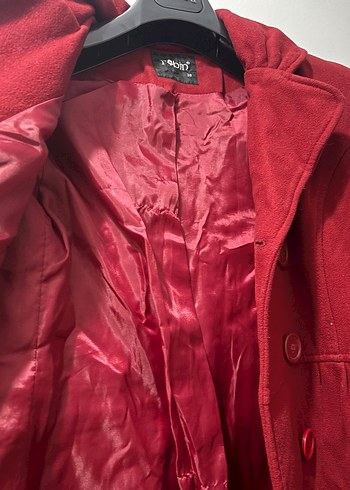 Koyu Kırmızı Kadın Düğmeli Kaban - Görsel 5