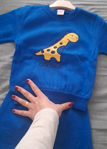 Mavi Dinozor Desenli  Bebek Eşofman Takımı - Görsel 2