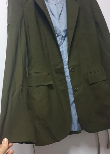 Fabrika Kadın Haki Düğmeli Midi Blazer Ceket