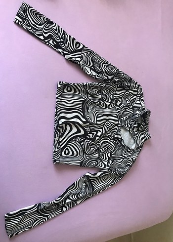 Zebra Desenli Fermuarlı Kadın Bluz