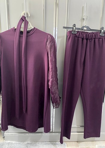 Uzun Mor Bağcıklı Minimalist Takım - Görsel 2