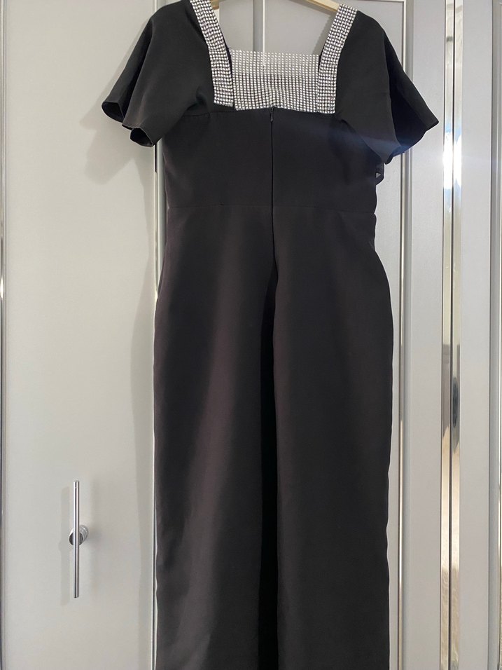 Siyah Uzun Strappy Akşam Elbisesi - Görsel 3