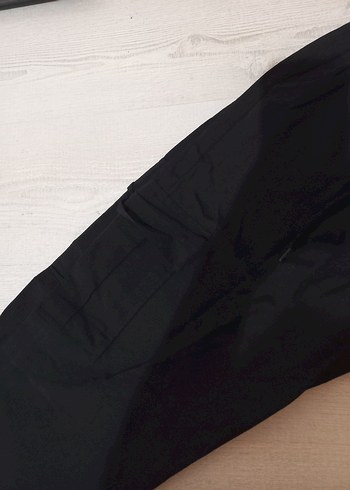 Siyah Kadın  Rahat Kesim Kargo Cep Kumaş Pantalon - Görsel 2