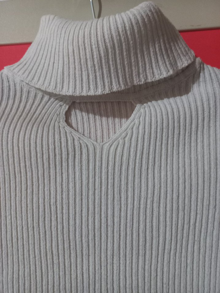 Beyaz Balıkçı Yaka Triko Kadın Kazak - Görsel 2