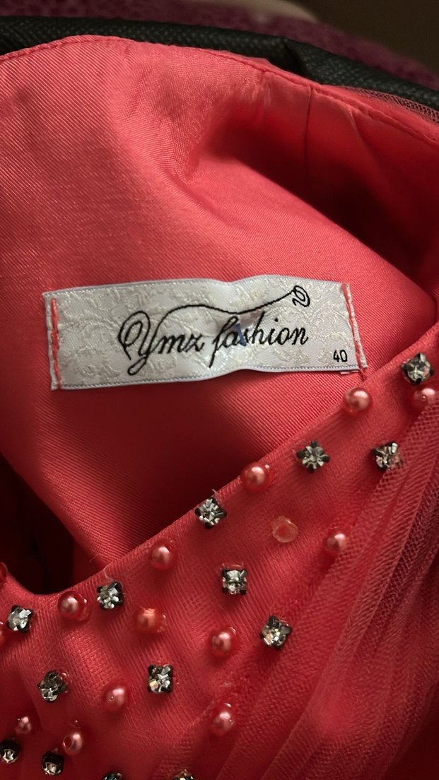 Klasik Kırmızı Uzun Kollu İşlemeli Abiye Elbise - Görsel 4