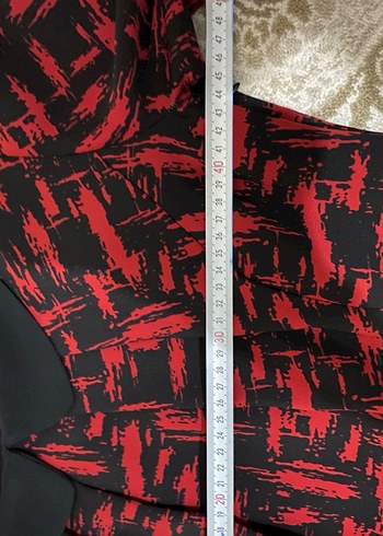 Kırmızı Siyah Desenli Uzun Kollu Abiye - Görsel 5