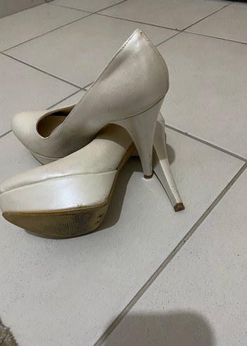 Beyaz Platform Topuklu Kadın Stiletto - Görsel 2