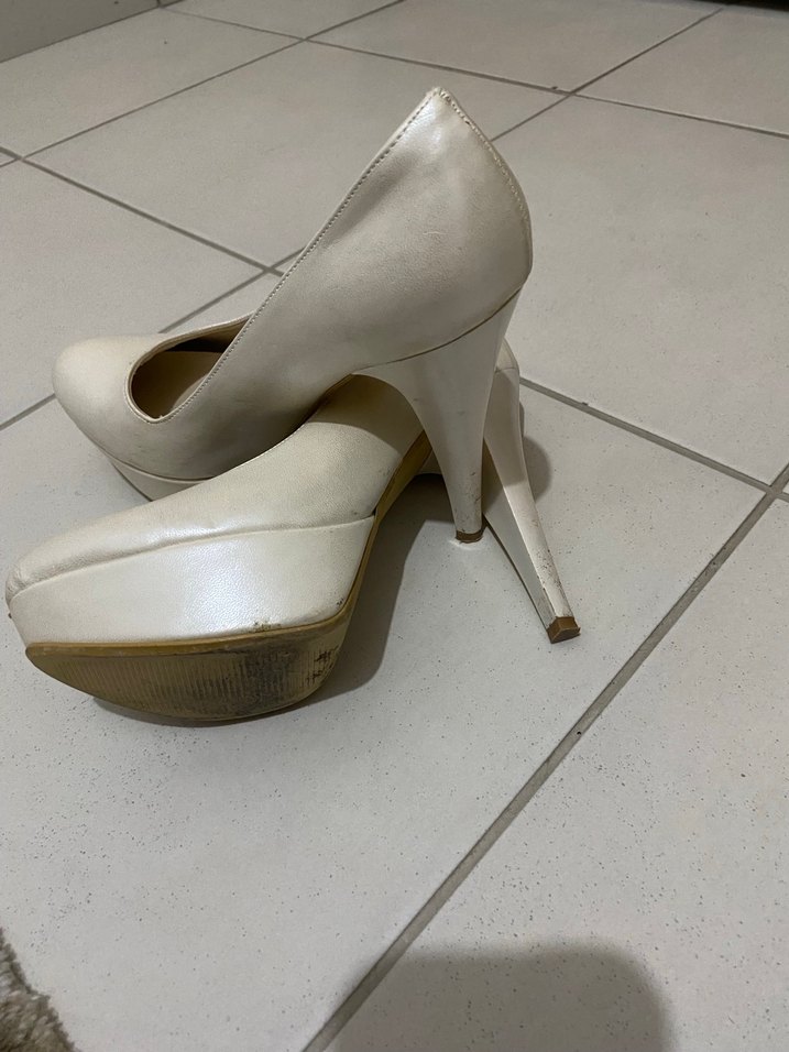 Beyaz Platform Topuklu Kadın Stiletto - Görsel 2