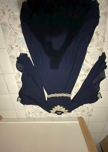 Nakışlı Lacivert Uzun Abiye Elbise - Görsel 5