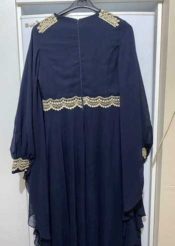 Nakışlı Lacivert Uzun Abiye Elbise - Görsel 2