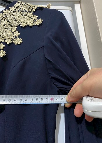 Nakışlı Lacivert Uzun Abiye Elbise - Görsel 6