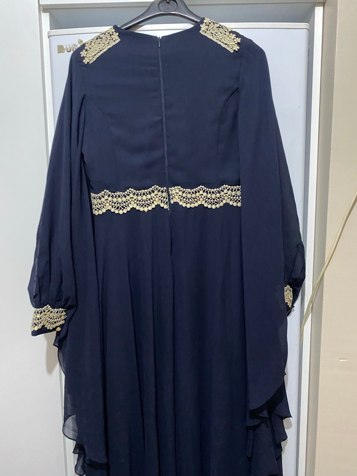 Nakışlı Lacivert Uzun Abiye Elbise - Görsel 2