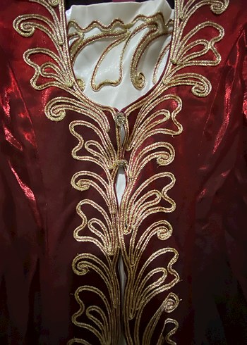 Bordo İşlemeli Uzun Kadın Bindallı - Görsel 2