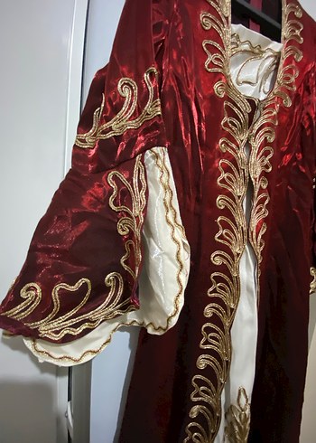 Bordo İşlemeli Uzun Kadın Bindallı - Görsel 3