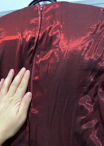 Bordo İşlemeli Uzun Kadın Bindallı - Görsel 4