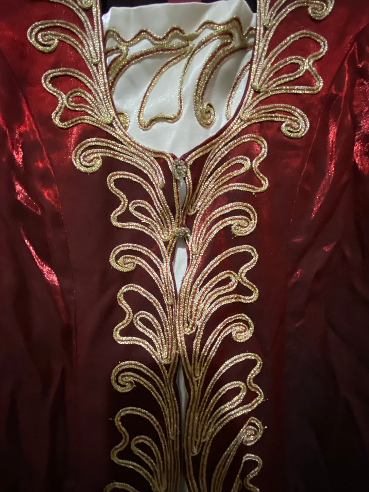 Bordo İşlemeli Uzun Kadın Bindallı - Görsel 2