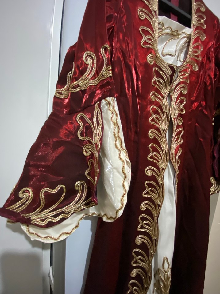 Bordo İşlemeli Uzun Kadın Bindallı - Görsel 3