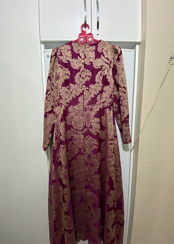 Bordo Uzun Kollu Vintage Kadın Elbise - Görsel 3