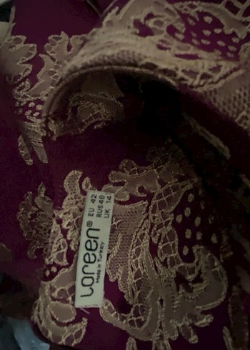 Bordo Uzun Kollu Vintage Kadın Elbise - Görsel 5