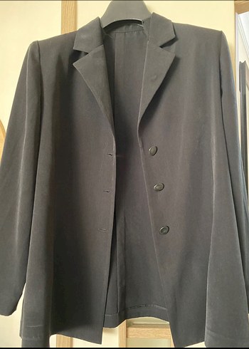 Düğmeli Siyah Kadın Blazer Ceket - Görsel 2
