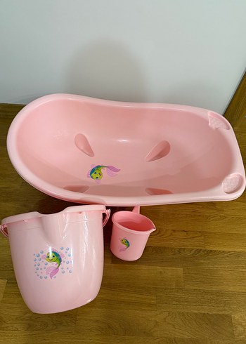 Pembe Denizatı Desenli Çocuk Küveti ve Seti