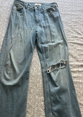 Kadın Gri Salaş Midi Kot Pantolon
