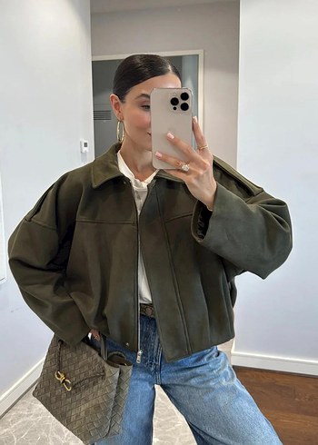 s Beden süet görünümlü bomber ceket