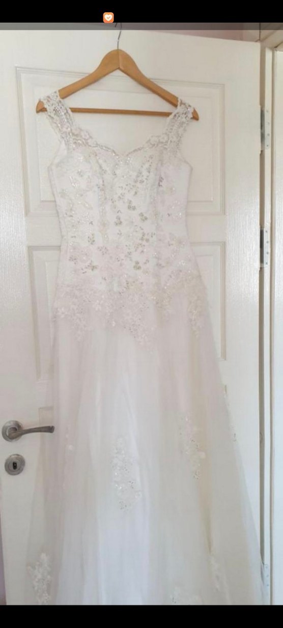 Dantel Detaylı A Kesim Beyaz Gelinlik - Görsel 2