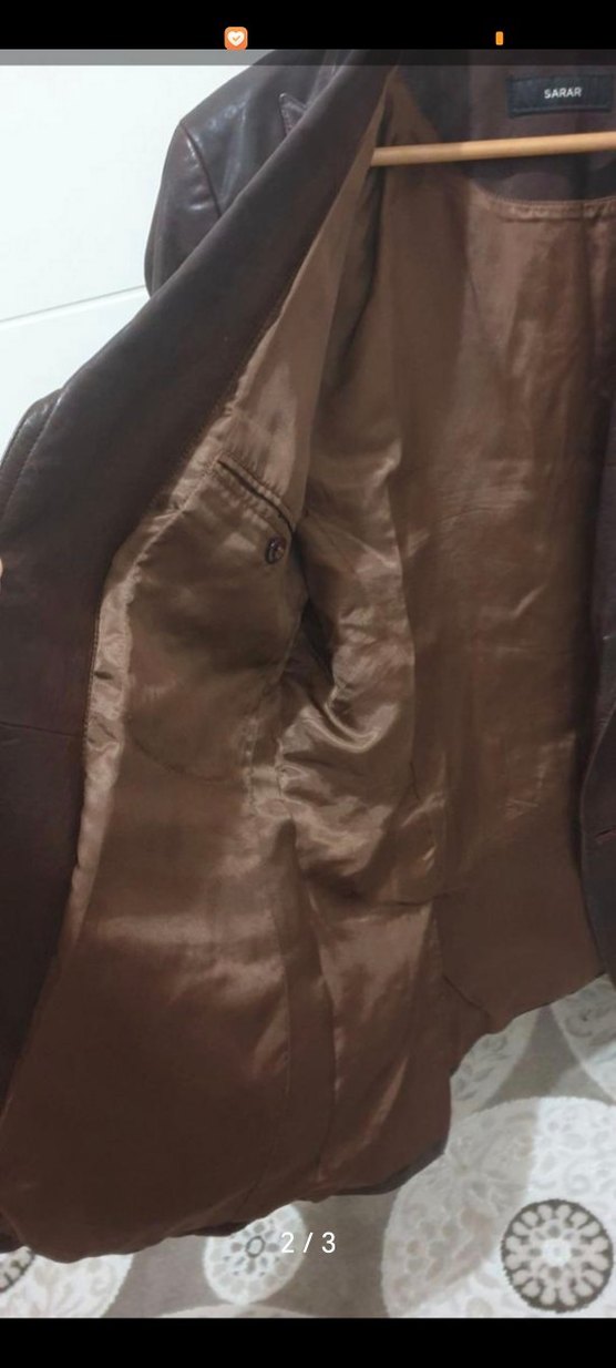 Düğmeli Kahverengi hakiki Deri Erkek Ceket - Görsel 2