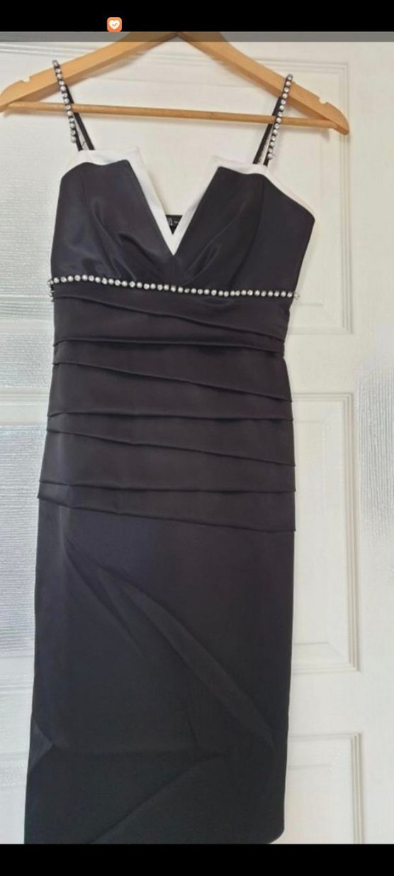 Siyah V Yakalı Kadın Abiye Elbise - Görsel 2