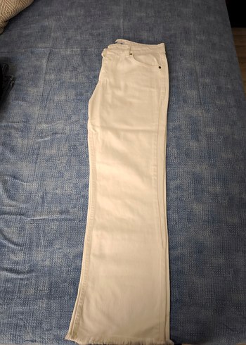 Beyaz Bol Paça Kadın Denim Pantolon