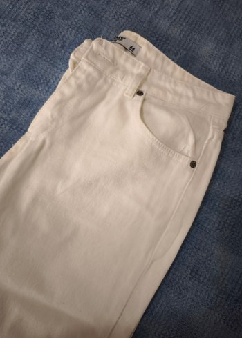 Diğer Beyaz Bol Paça Kadın Denim Pantolon
