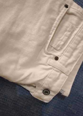 l Beden beyaz Renk Beyaz Bol Paça Kadın Denim Pantolon