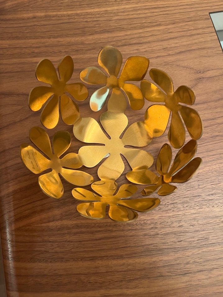 Altın Renkli Parlak Çiçek Desenli Dekoratif Kase - Görsel 4