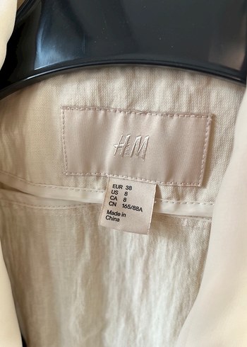 H&m marka Bej Kemerli Kolsuz Keten Yelek - Görsel 2